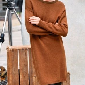 Wrap London Plated Cotton Sweater Dress- Navy